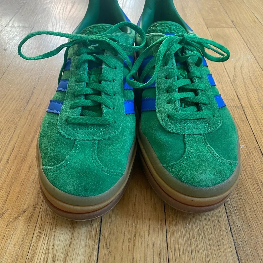 adidas Green and Blue Suede Platform Sneakers